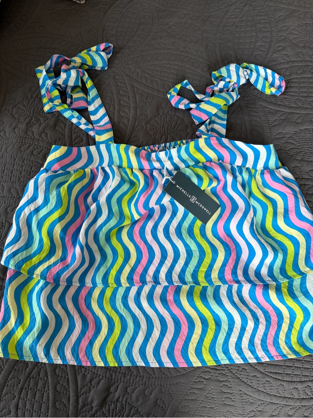 NWT Michelle McDowell Medium Multicolor Wave-Print Tank Top